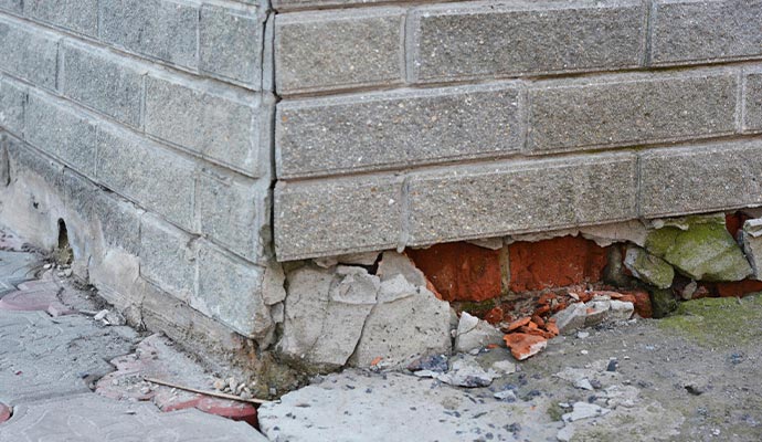 damaged foundation by storm